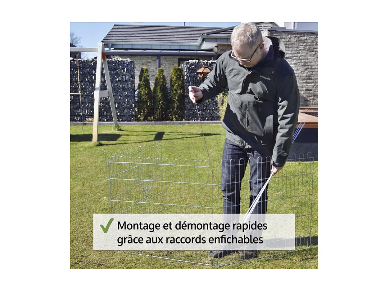 Parc Enclo Extérieur grillage en métal pour lapin, poule,cochon d'inde Taille M Maison été 2554