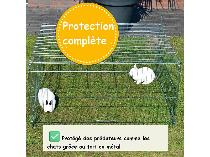 Parc Enclo Extérieur grillage en métal pour lapin, poule,cochon d'inde Taille M Carré été 2555