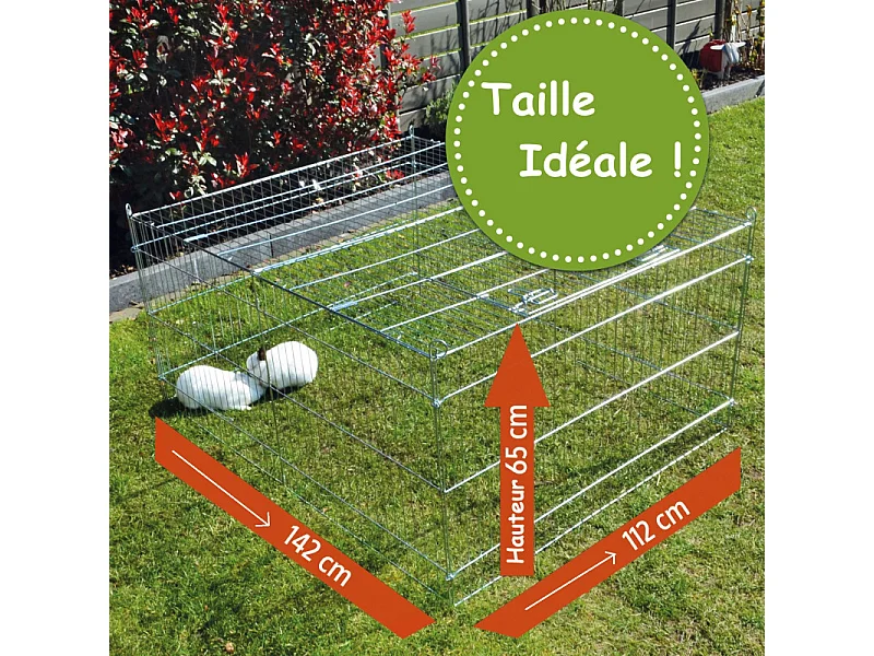 Parc Enclo Extérieur grillage en métal pour lapin, poule,cochon d'inde Taille M Carré été 2555
