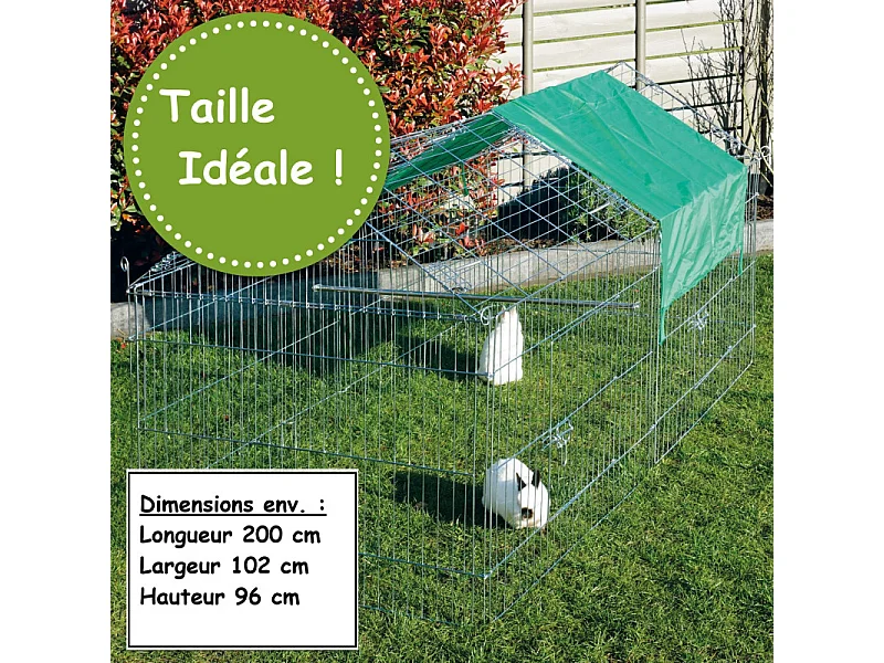 Parc Enclo lapin Extérieur grillage en métal pour lapin 2 x 1,02 x 0,96 m « 456 M Maison été»