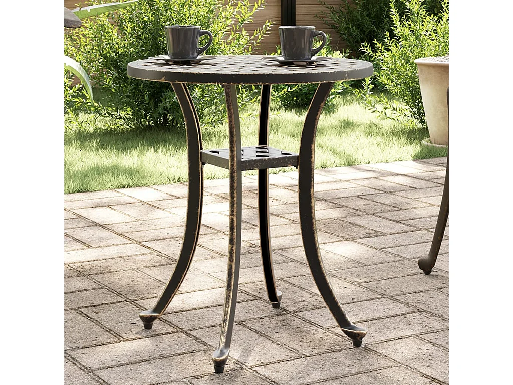 Table de jardin bronze Ø48x53 aluminium coulé