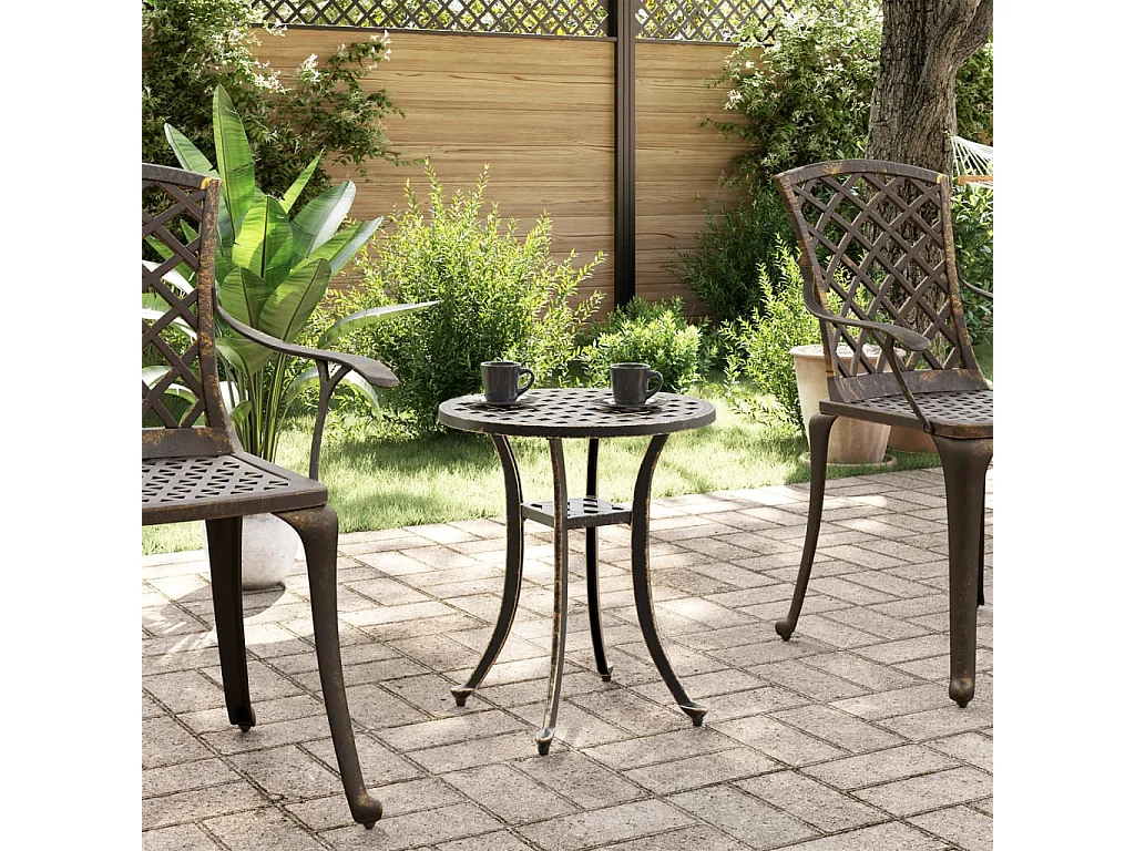 Table de jardin bronze Ø48x53 aluminium coulé