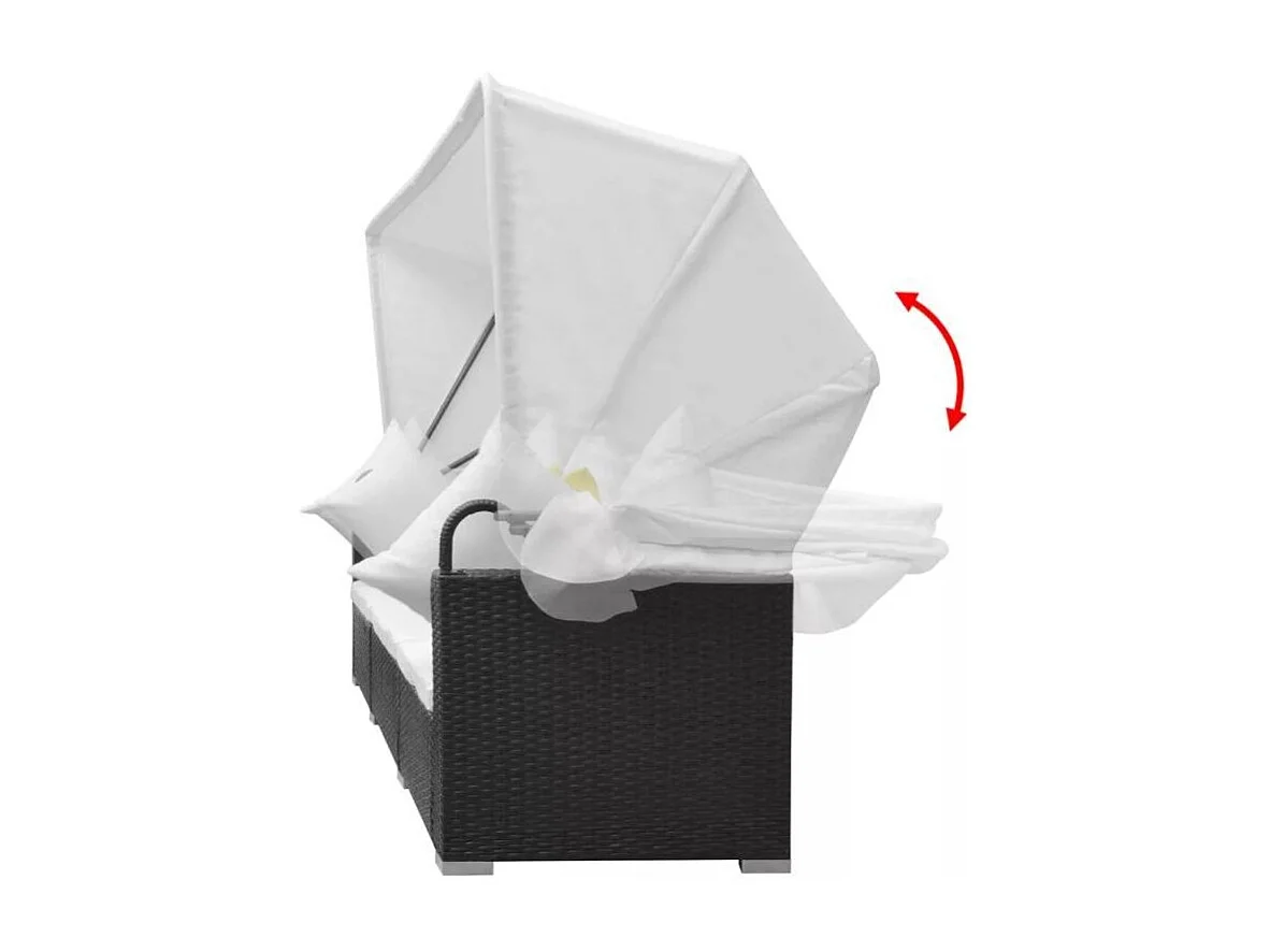 Salon de jardin à baldaquin 5 pièce résine tressée noir Chad