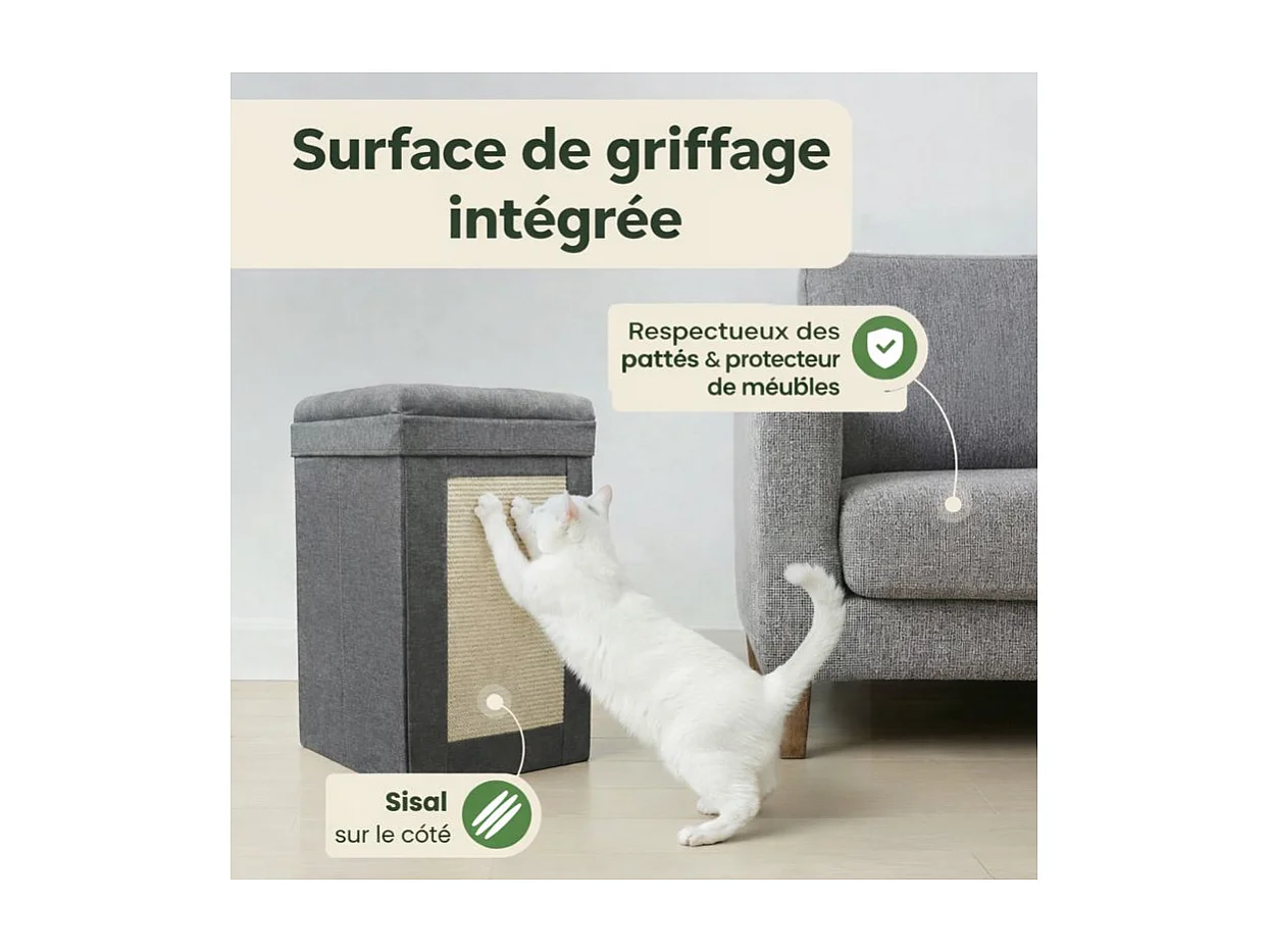 Niche maison pour chat pliable sur 2niveaux  39x64cm Gris Mona