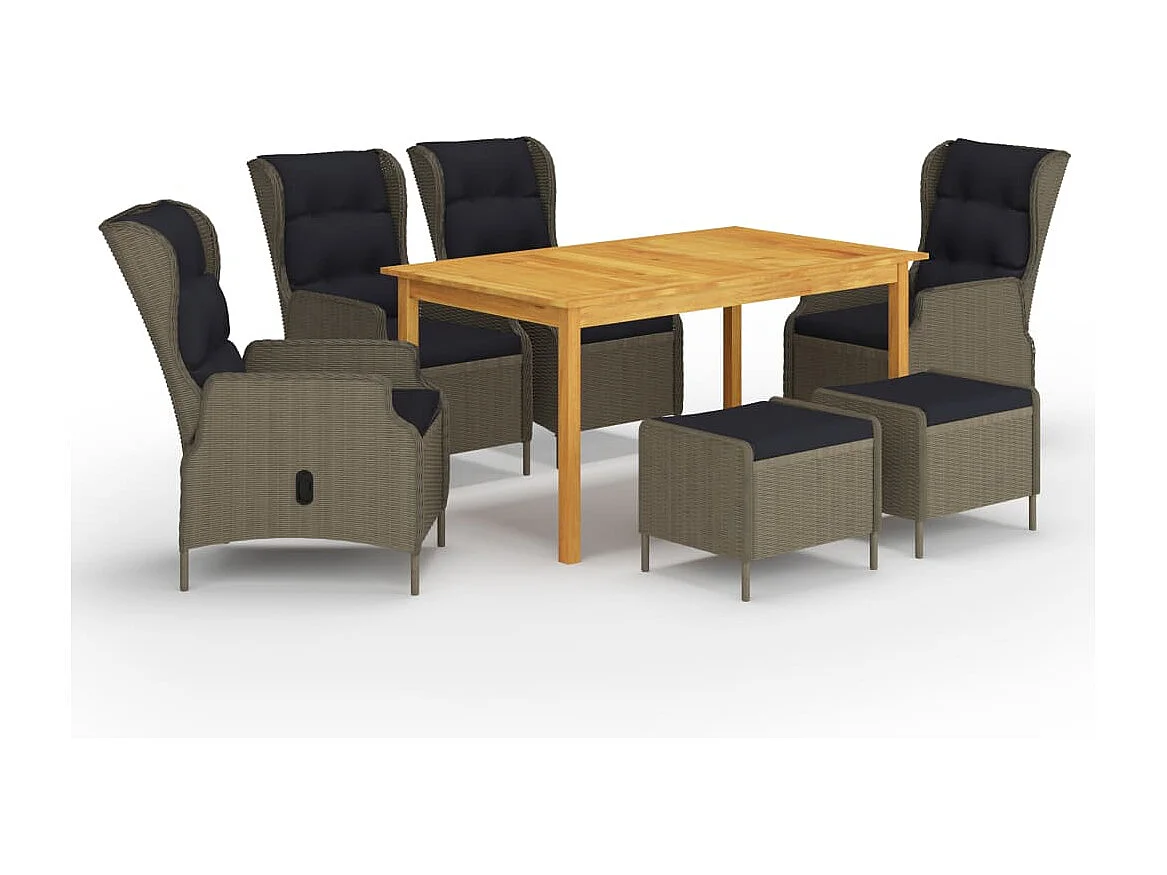 Ensemble de salle à manger de jardin 7 pc Marron 18