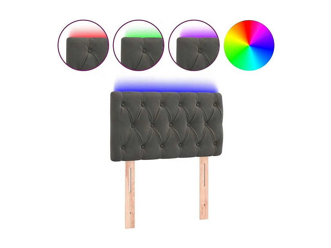 Tête de lit à LED Gris foncé 80x7x78-88 Velours