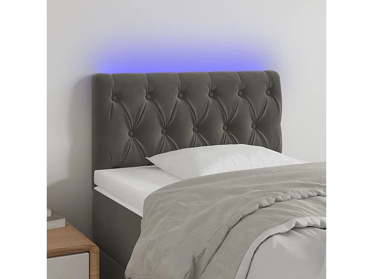 Tête de lit à LED Gris foncé 80x7x78-88 Velours