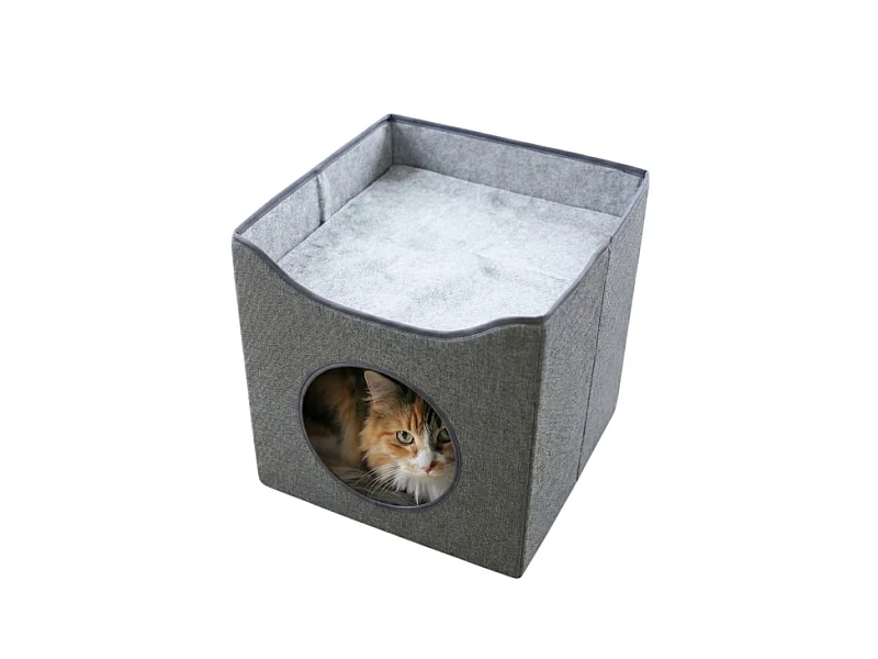 Niche maison pour chat pliable 36x36x35cm Gris Leo
