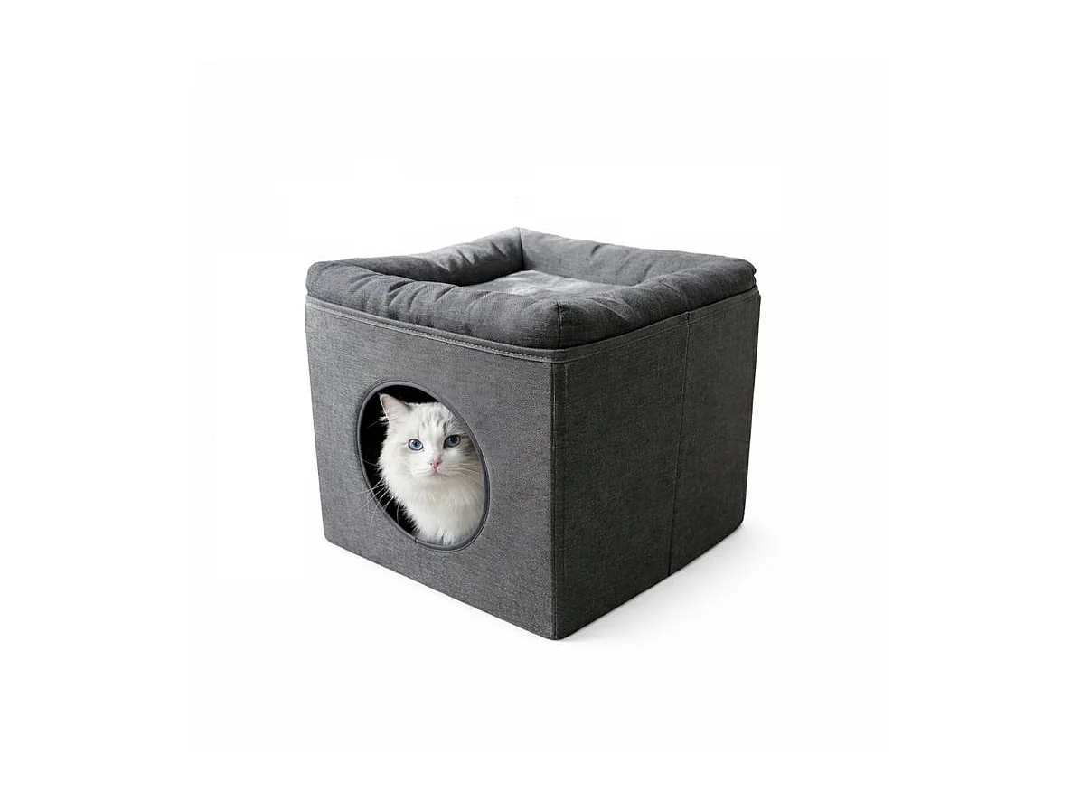 Niche maison pour chat pliable 36x36x33cm Gris Milo