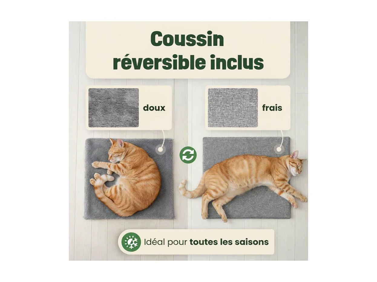 Niche maison pour chat pliable 36x36x33cm Gris Milo