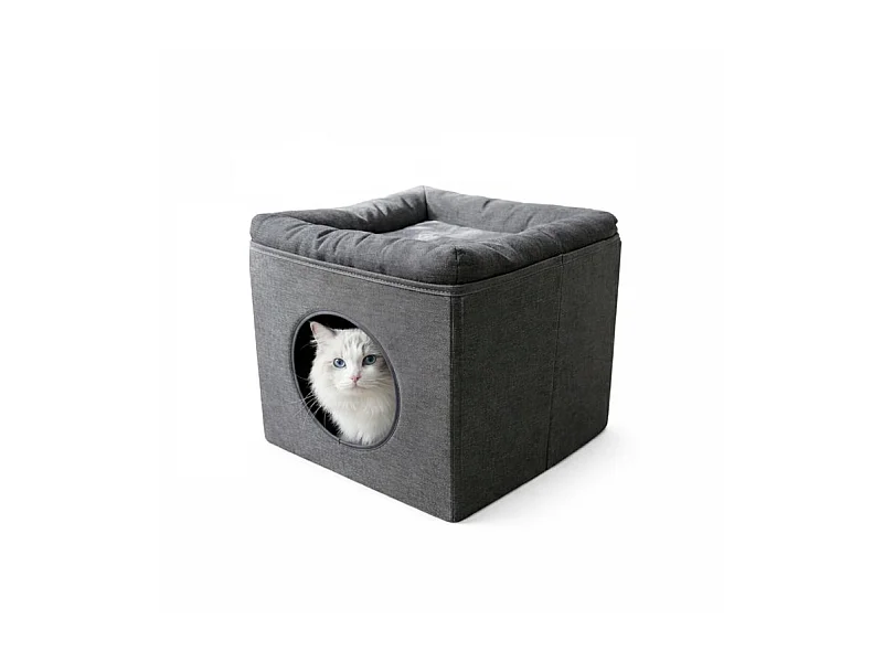 Niche maison pour chat pliable 36x36x33cm Gris Milo