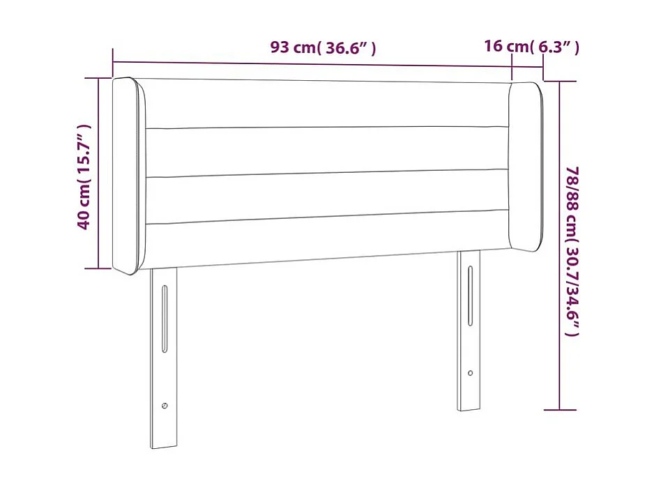 Tête de lit à LED Gris foncé 93x16x78-88 Velours