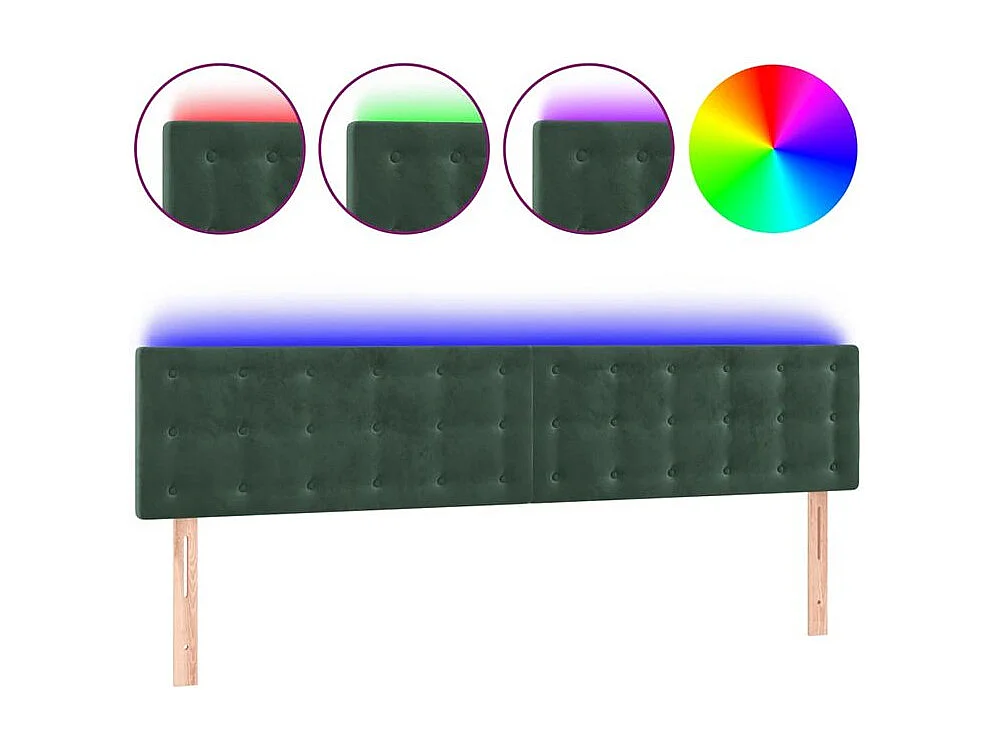 Tête de lit à LED Vert foncé 180x5x78-88 Velours
