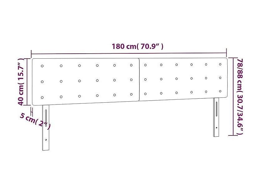 Tête de lit à LED Vert foncé 180x5x78-88 Velours