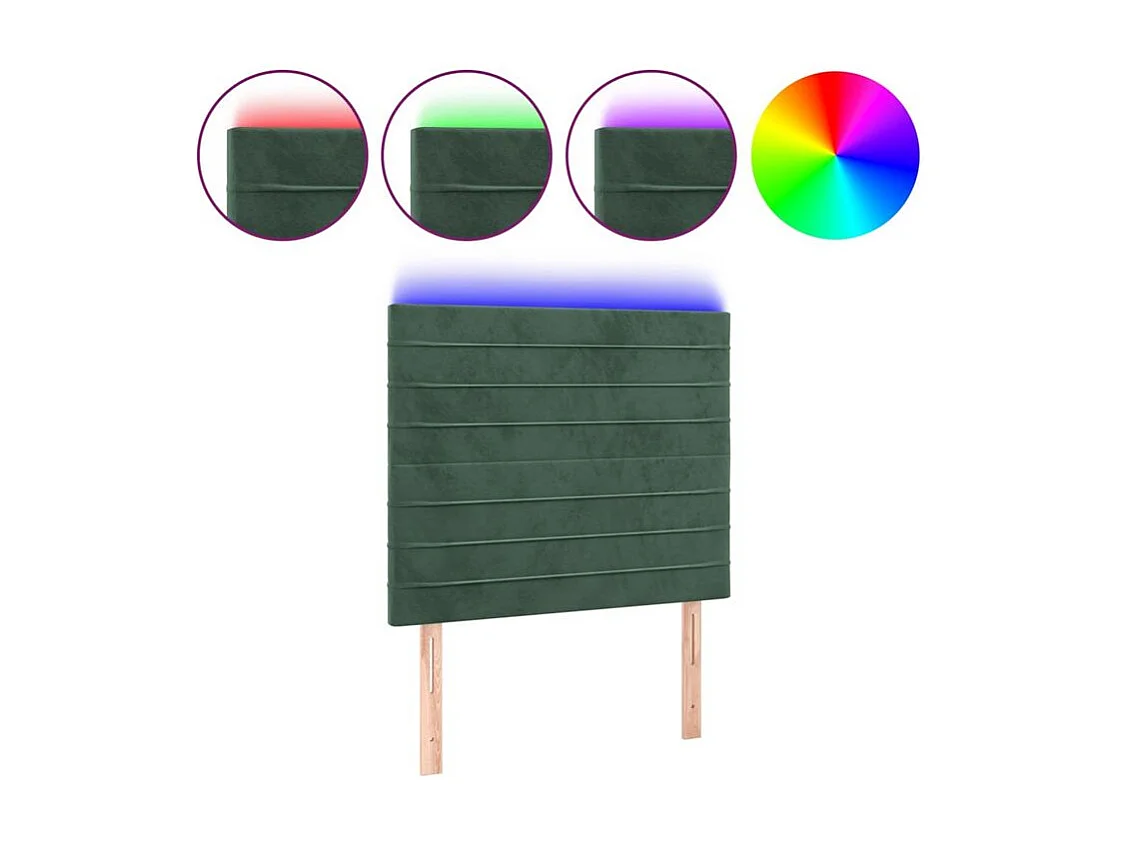 Tête de lit à LED Vert foncé 100x5x118-128 Velours