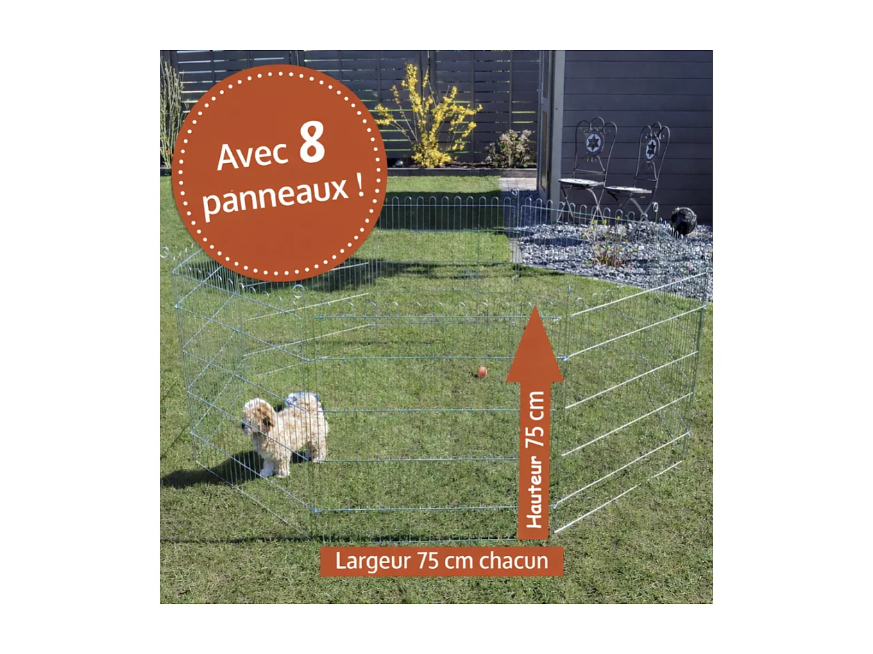 Parc Enclo avec tapide de sol Extérieur grillage en métal petit animaux Taille M Maison été 2711