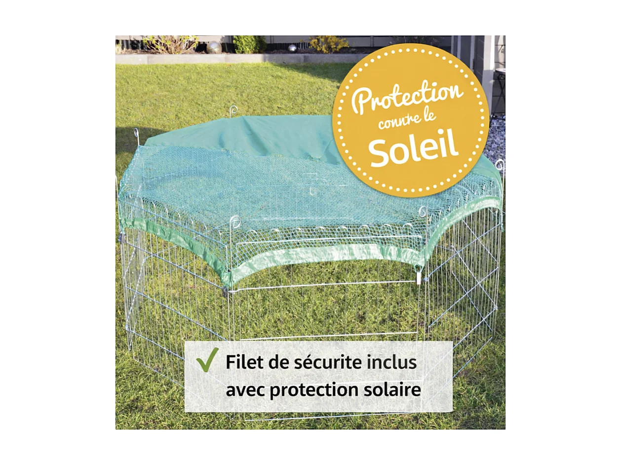 Parc Enclo avec tapide de sol Extérieur grillage en métal petit animaux Taille M Maison été 2711