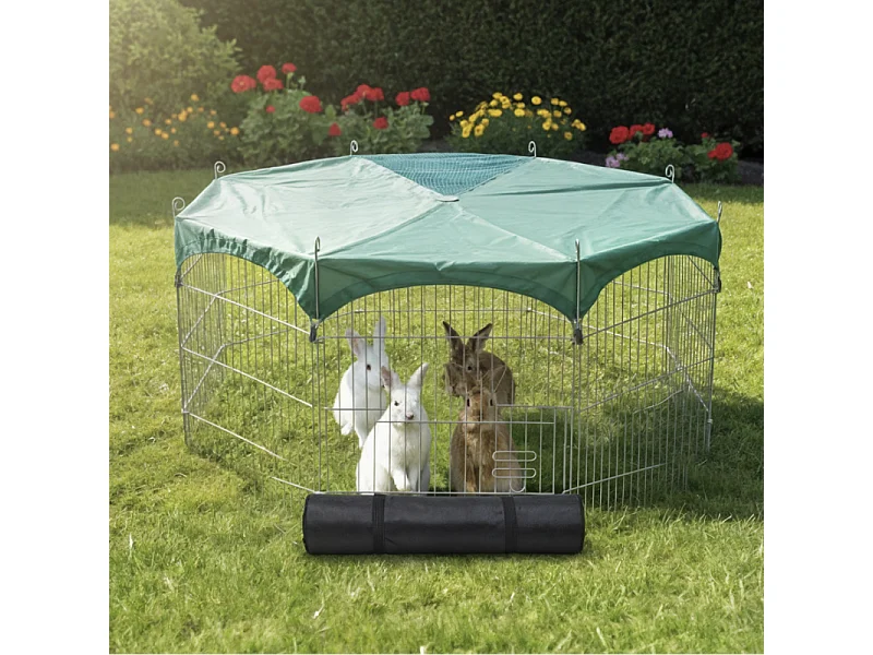 Parc Enclo avec tapide de sol Extérieur grillage en métal petit animaux Taille M Maison été 2711