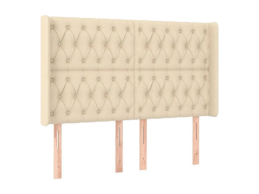 Tête de lit à LED Crème 147x16x118-128 Tissu