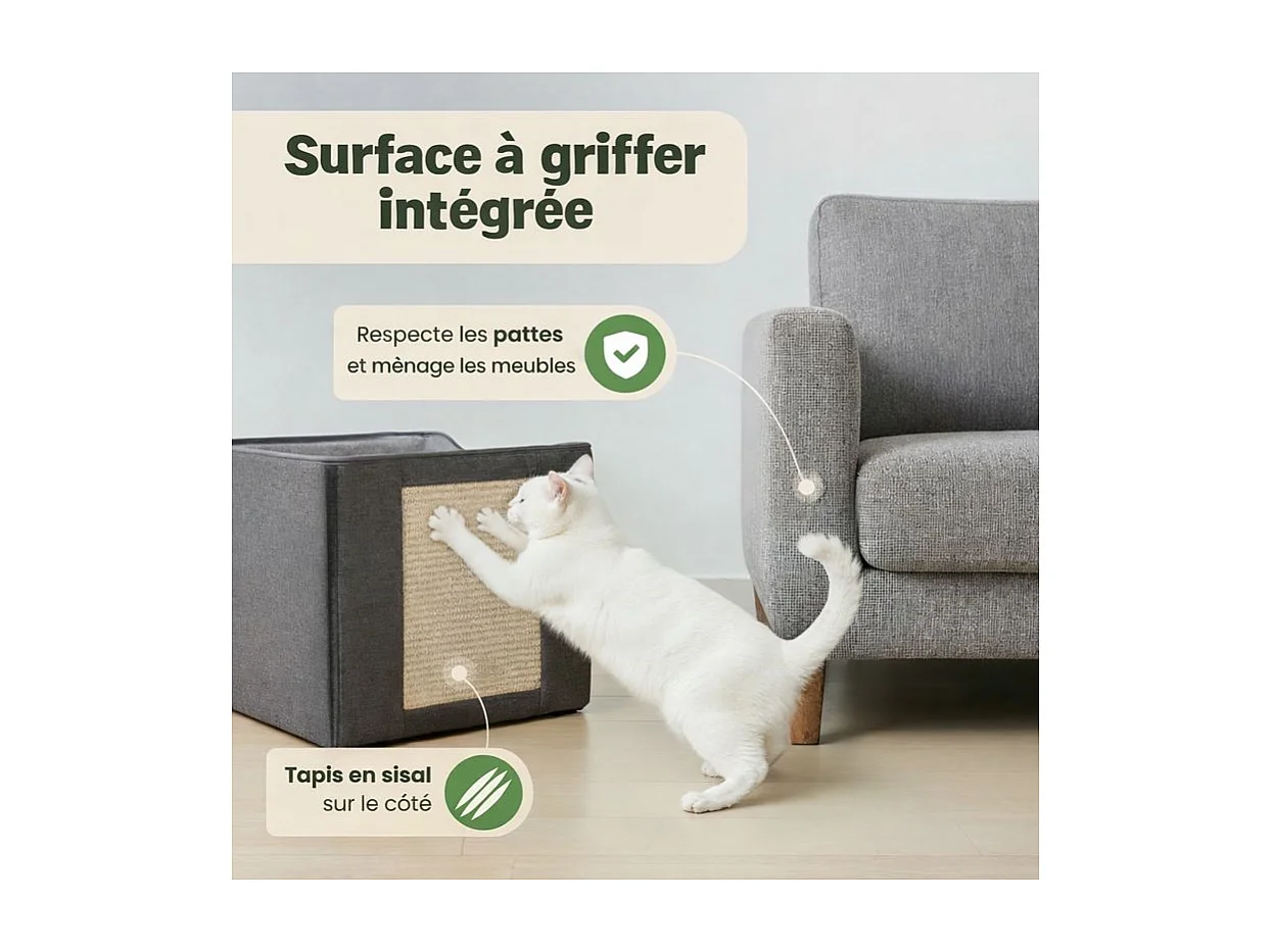 Niche maison pour chat pliable 39x39x36cm Gris Minka