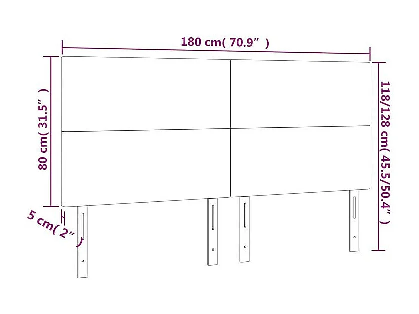 Tête de lit à LED Blanc 180x5x118-128 Similicuir