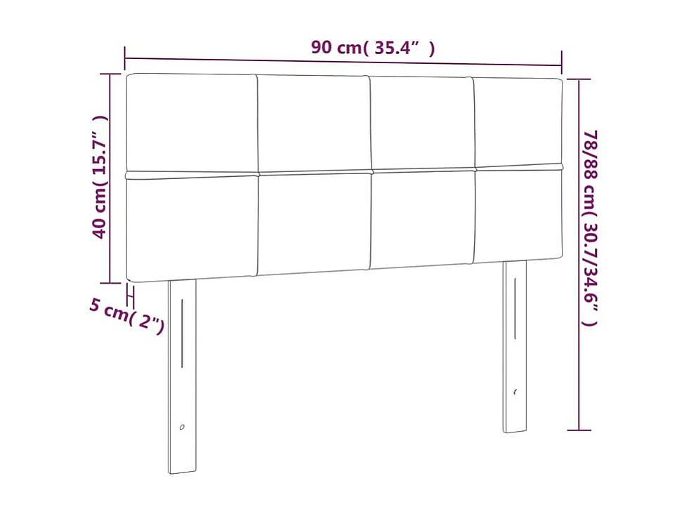 Tête de lit à LED Marron Foncé 90x5x78-88 Tissu
