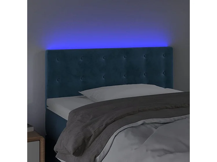 Tête de lit à LED Bleu foncé 100x5x78-88 Velours