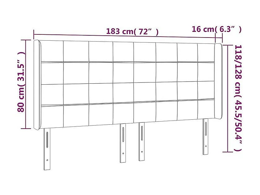 Tête de lit à LED Gris foncé 183x16x118-128 Velours