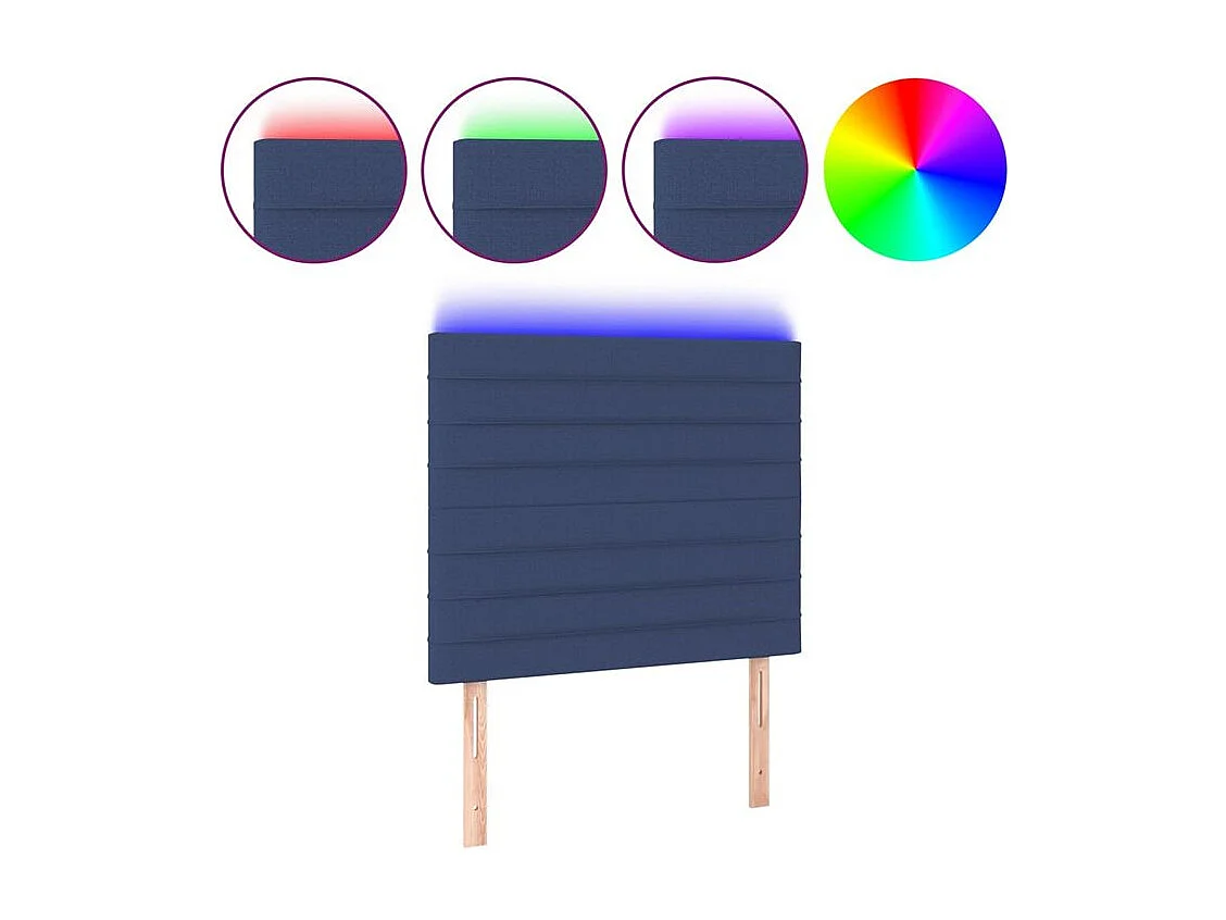 Tête de lit à LED Bleu 100x5x118-128 Tissu