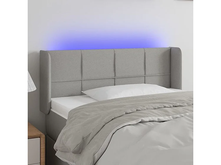 Tête de lit à LED Gris clair 93x16x78-88 Tissu