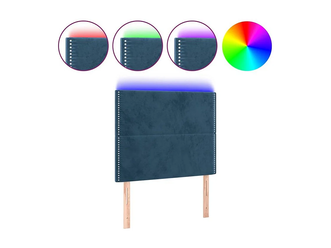 Tête de lit à LED Bleu foncé 100x5x118-128 Velours