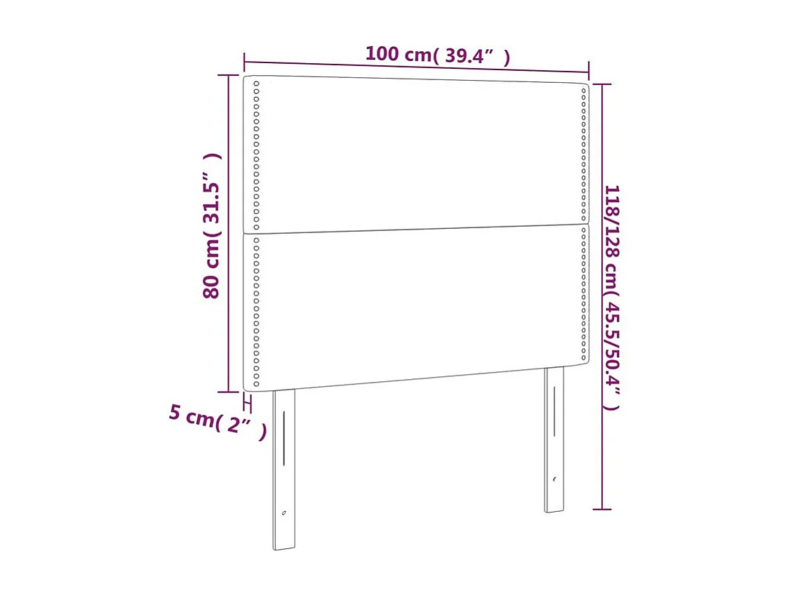 Tête de lit à LED Bleu foncé 100x5x118-128 Velours