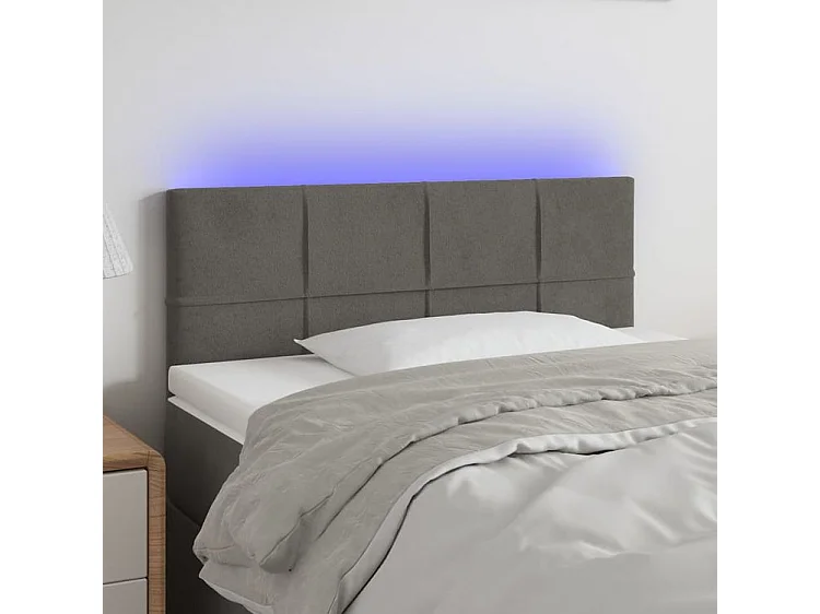 Tête de lit à LED Gris foncé 100x5x78-88 Velours