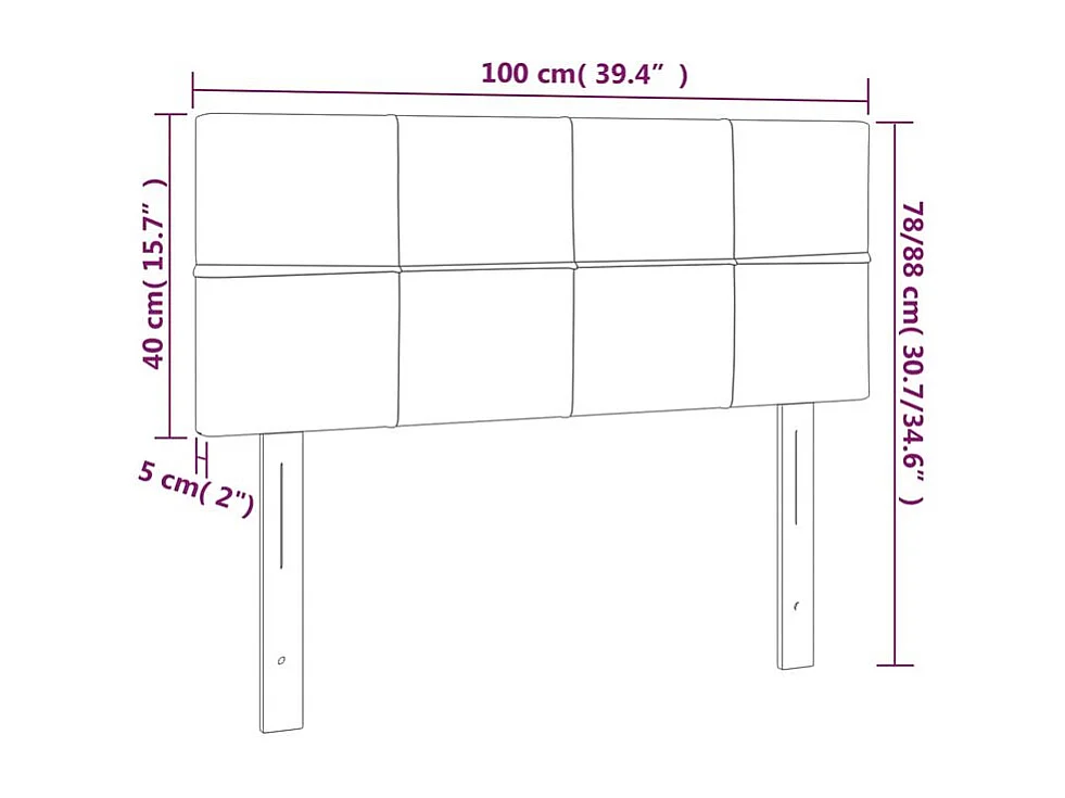Tête de lit à LED Gris foncé 100x5x78-88 Velours
