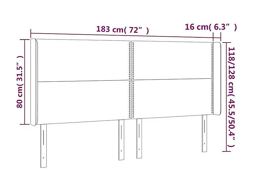 Tête de lit à LED Noir 183x16x118-128 Similicuir