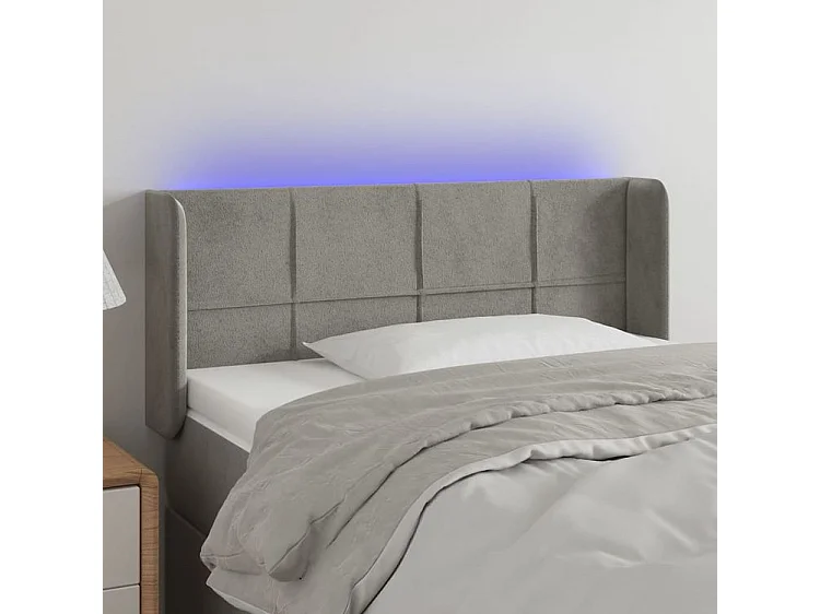 Tête de lit à LED Gris clair 93x16x78-88 Velours
