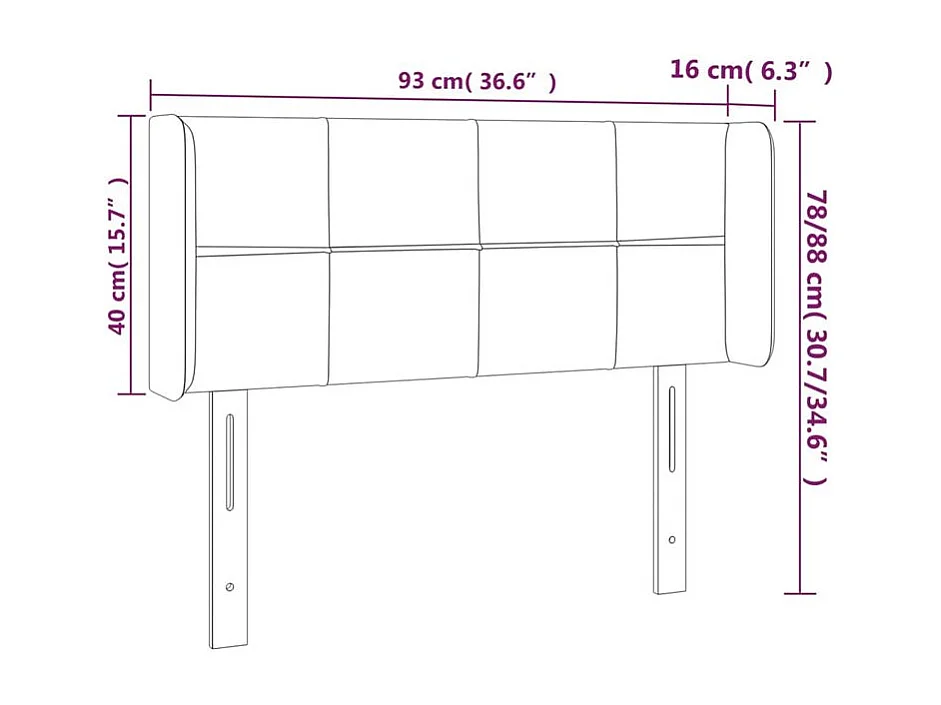 Tête de lit à LED Gris clair 93x16x78-88 Velours