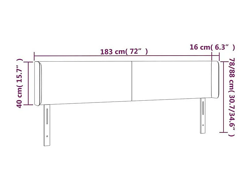 Tête de lit à LED Gris foncé 183x16x78-88 Velours
