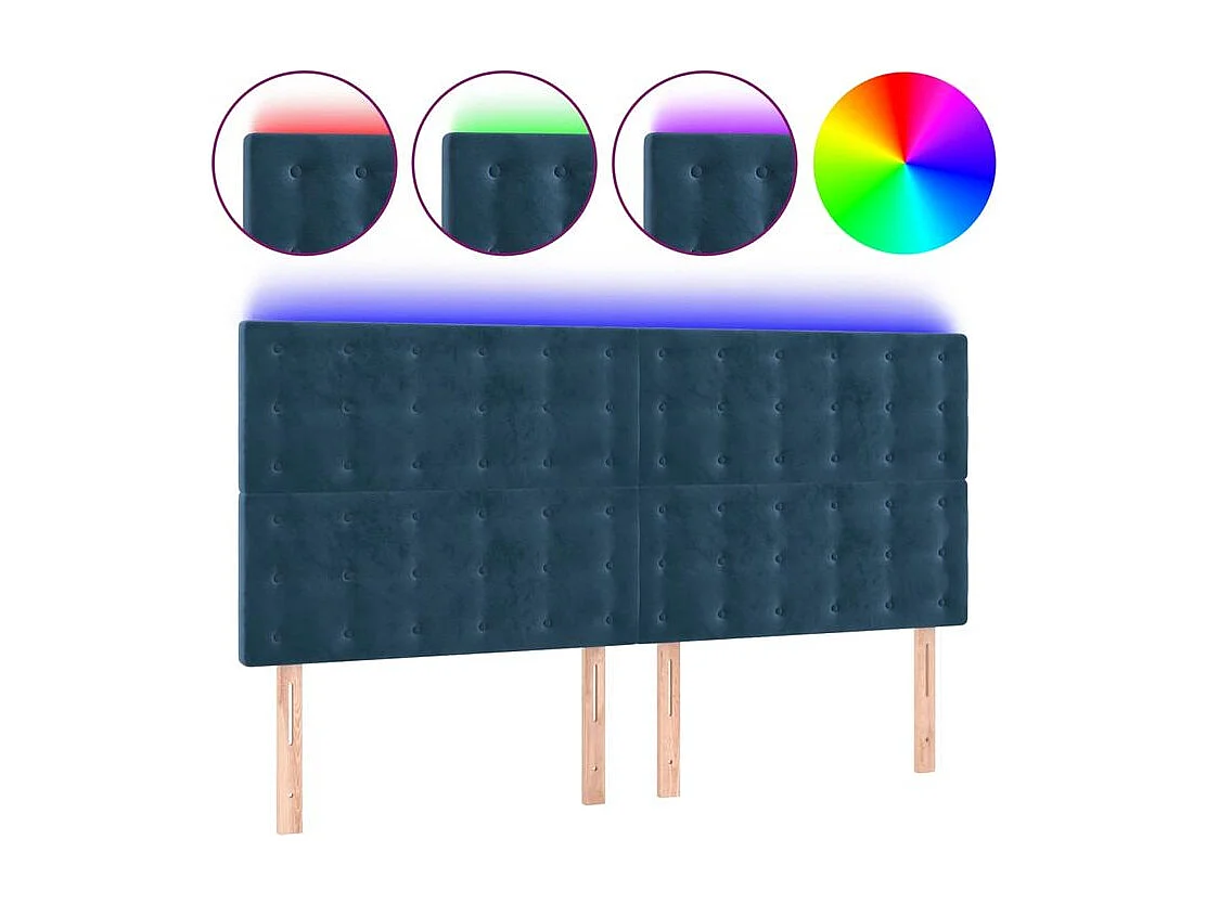 Tête de lit à LED Bleu foncé 200x5x118-128 Velours