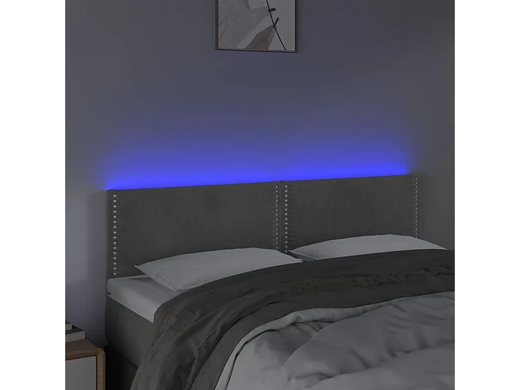 Tête de lit à LED Gris clair 144x5x78-88 Velours