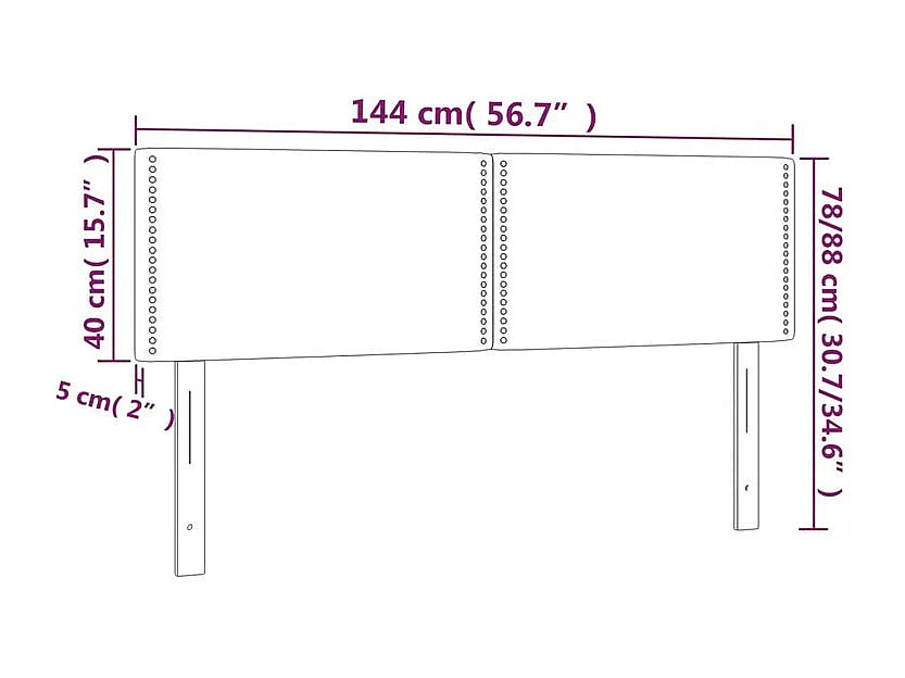 Tête de lit à LED Gris clair 144x5x78-88 Velours