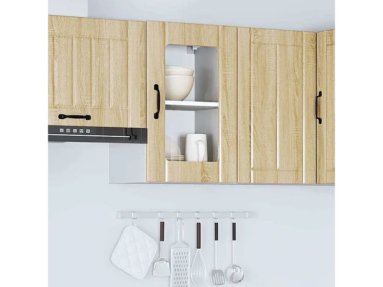 Armoire murale de cuisine et porte en verre Lucca chêne sonoma