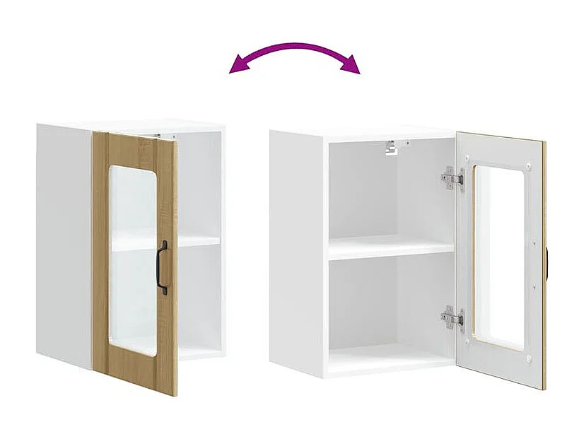 Armoire murale de cuisine et porte en verre Lucca chêne sonoma