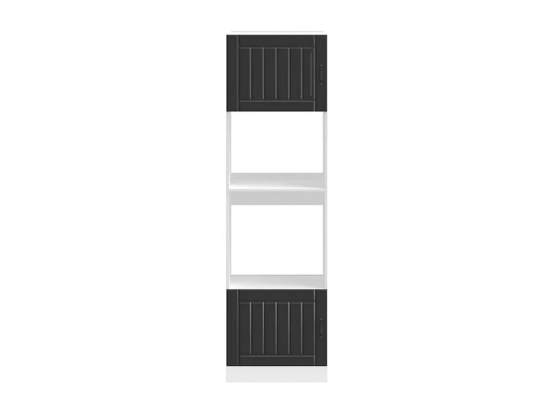 Armoire de four 2 pc Kalmar noir bois d'ingénierie