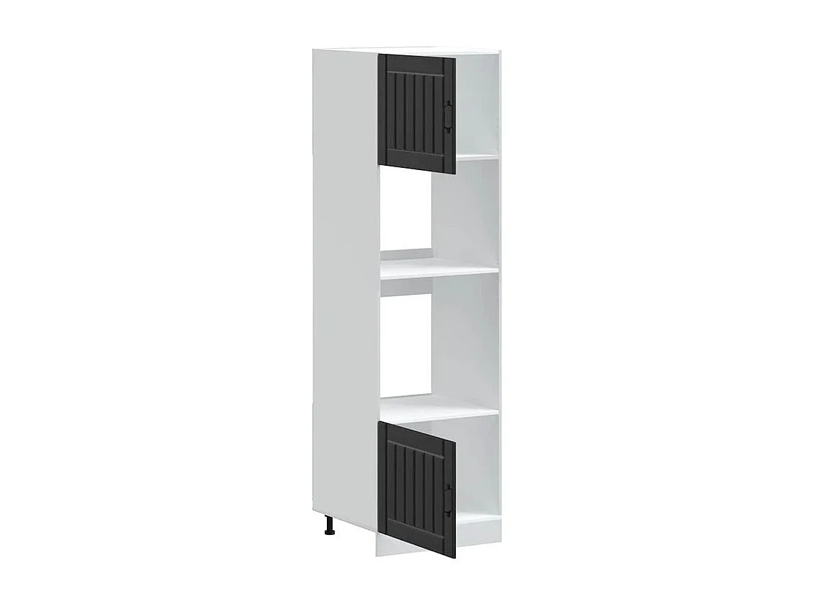 Armoire de four 2 pc Kalmar noir bois d'ingénierie