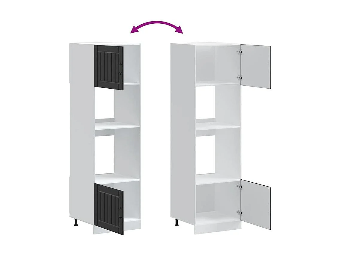 Armoire de four 2 pc Kalmar noir bois d'ingénierie