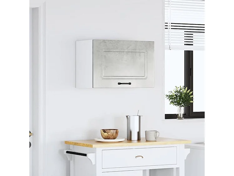 Armoire murale de cuisine Kalmar gris béton bois d'ingénierie