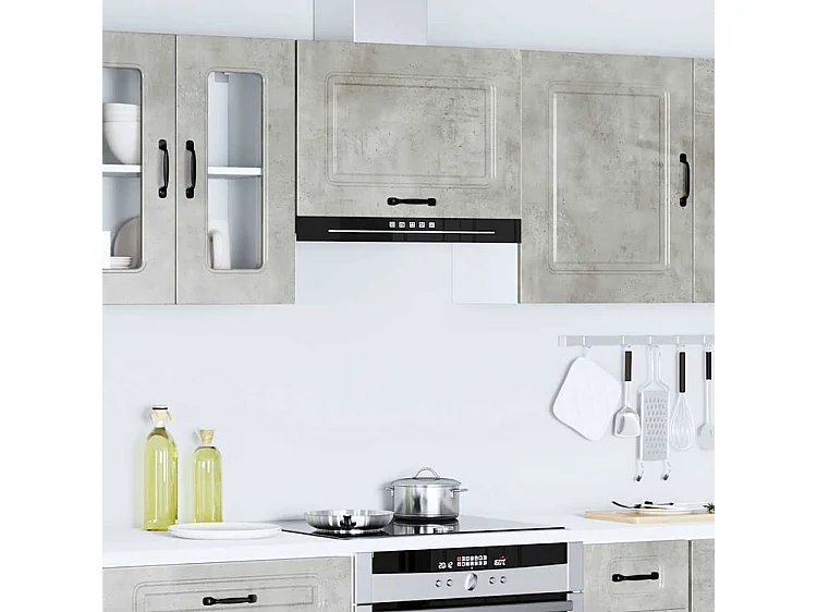 Armoire murale de cuisine Kalmar gris béton bois d'ingénierie