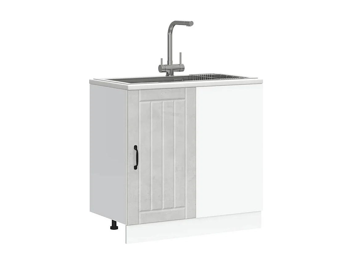 Meuble de base de lavabo Lucca gris béton bois ingénierie