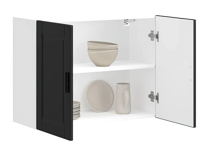 Armoire murale de cuisine Porto noir bois d'ingénierie